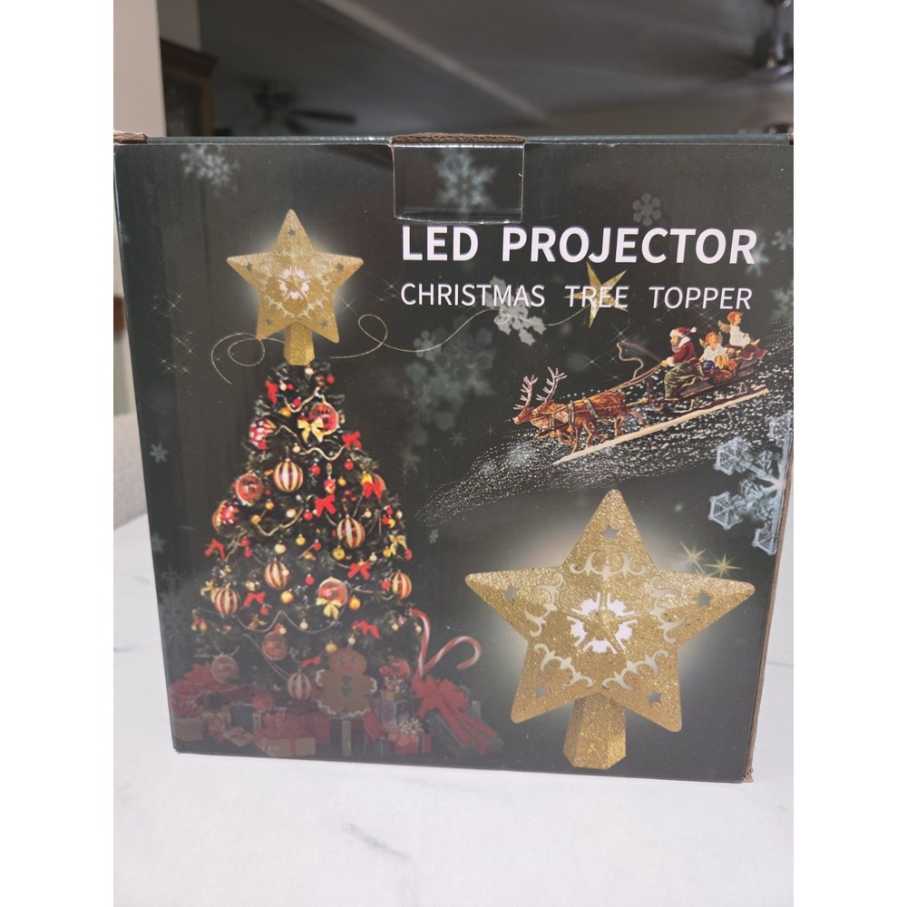 LED Projector Christmas Tree Topper  Silver Color 10 In